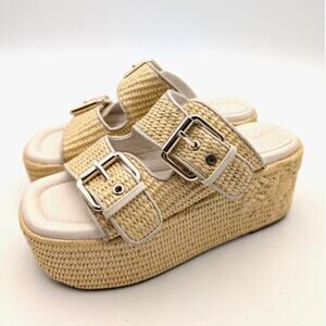 Marc Fisher LTD Poppy Platform Heel Sandal Women's Beige Size US6M EU36.5